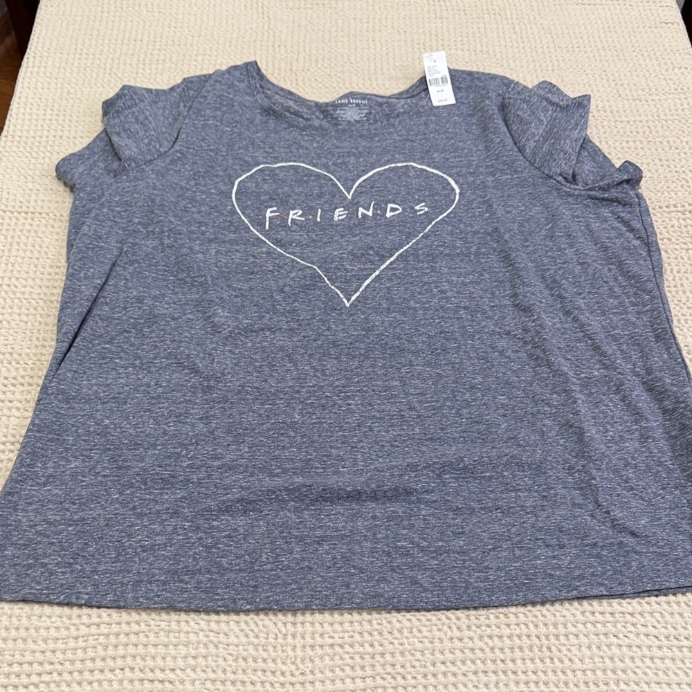 Women’s Plus Size  Lane Bryant Friends Blue/Gray Heart Graphic Tee